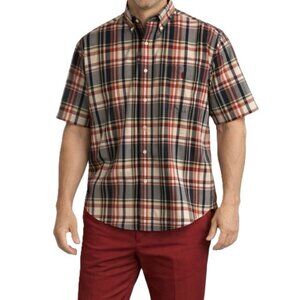 RALPH LAUREN Mens Short Sleeve Shirt Size L Red Plaid Button Up Black Label